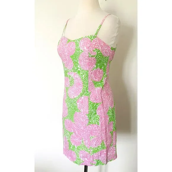 Lilly Pulitzer McCallum Limeade Cheat Ya Pink Green Tie Back Mini Sundress Sz 2 - Picture 5 of 11